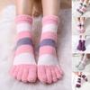 Winter Floor Socks Contrast Color Foot Protection Striped No Odor Five-finger Socks for Running