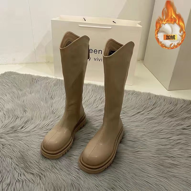 Long Boots Women's Autumn and Winter New Versatile High Boots Rear Zipper Thin Boots But Knee Mid Boots