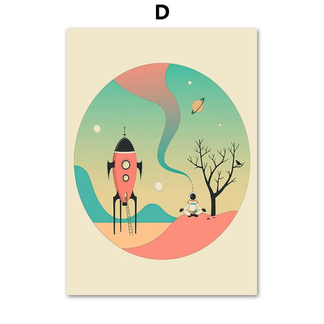 Nordic Solar System Space Shuttle Astronaut Toy Wall Art Canvas Painting Posters And Prints Wall Pictures For Living Room Decor