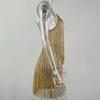 Women Prom Dress Shiny Tassel Fringe Spaghetti Strap Backless Sleeveless Slim Fit Sheath Low Cut V Neck Latin Dance Dress Club Wedding Mini Dress