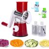 Hand-Crank Vegetable Cutter & Slicer Manual Kitchen Cheese Chopper Machine With 3 Adjustable Sharp Drums Multi-Function Garlic Potato Shredder