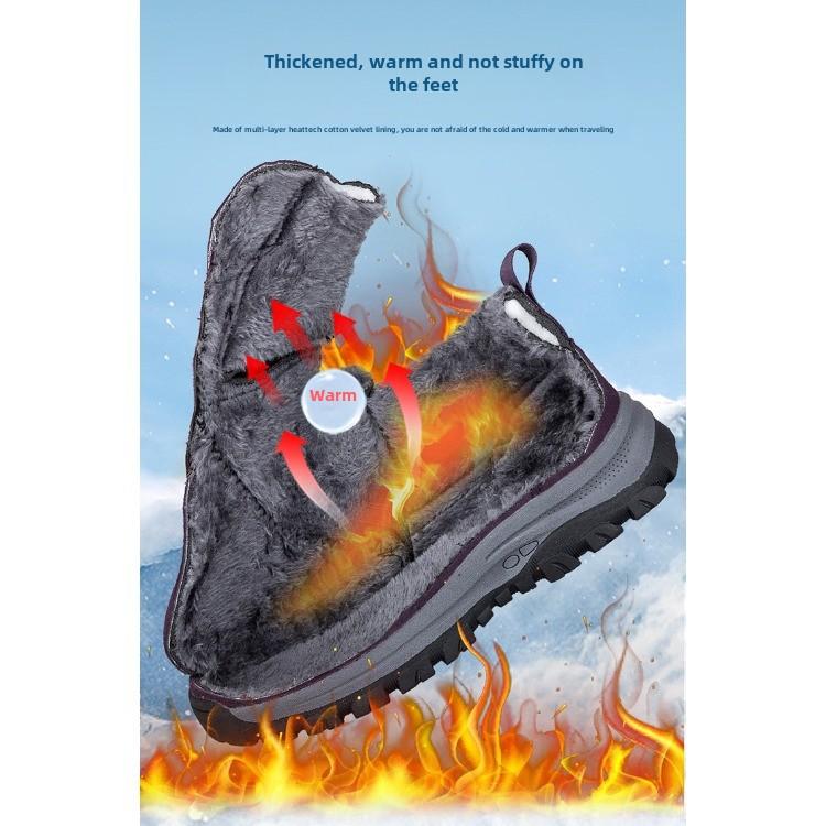 Cotton Shoes for Elderly Women Winter Warm Plus Cashmere Walking Sneakers for Elderly Mothers Non-slip Waterproof Snow Boots
