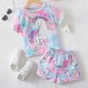 Girls' 3D Unicorn Tee & Shorts Pajama Set Pink Short Sleeve 3D Print Summer Active Fashion Cute Polyester Kids 3-12 Years