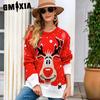 Women's Fashion Casual Christmas Print Autumn Winter Long Sleeve O-Neck Loose Sweaters