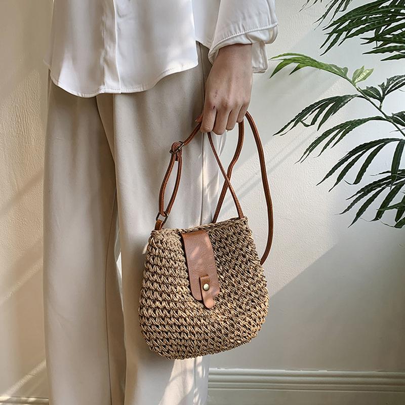 Women's Straw Fabric Shoulder Bag Large Capacity Messenger Bag Crossbody Beach Holiday Summer Fashion