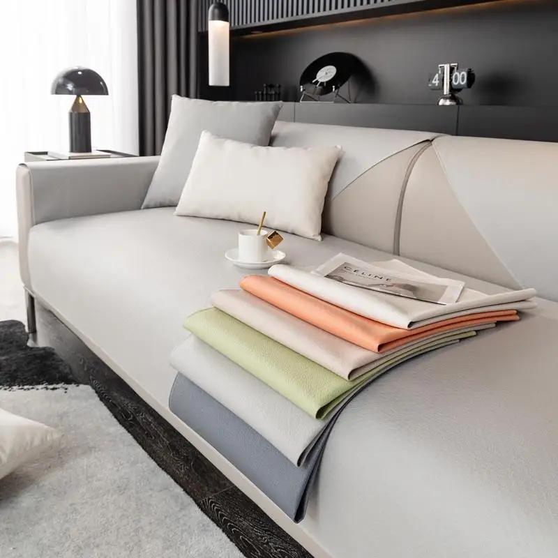Simple Solid Color Sofa Mat Four Seasonal Universal Waterproof Furniture Cover Urine Proof Pet Non Stick Fur Protector Cushion