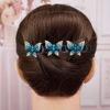 2Pcs Women Hairpins Sparkling Faux Crystal Butterflies Decor Braided Hair Clips Double Layer Bang Hair Pins