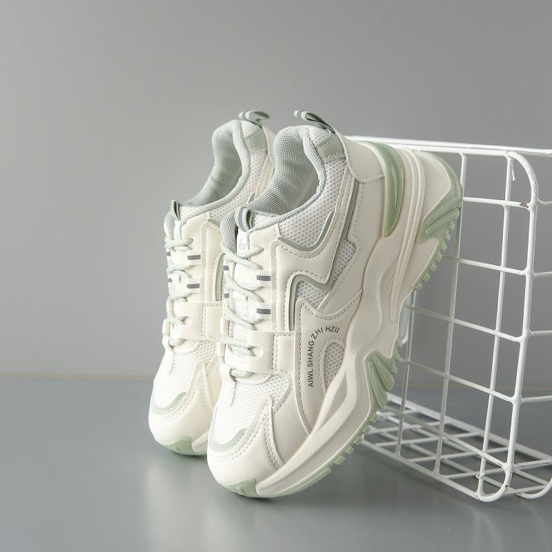 Fashion Trendy Dad Shoes Spring and Autumn New Thick Bottom All-Match Casual Sneaker Women's Women's Breathable Mesh Shoes Soft Bottom
