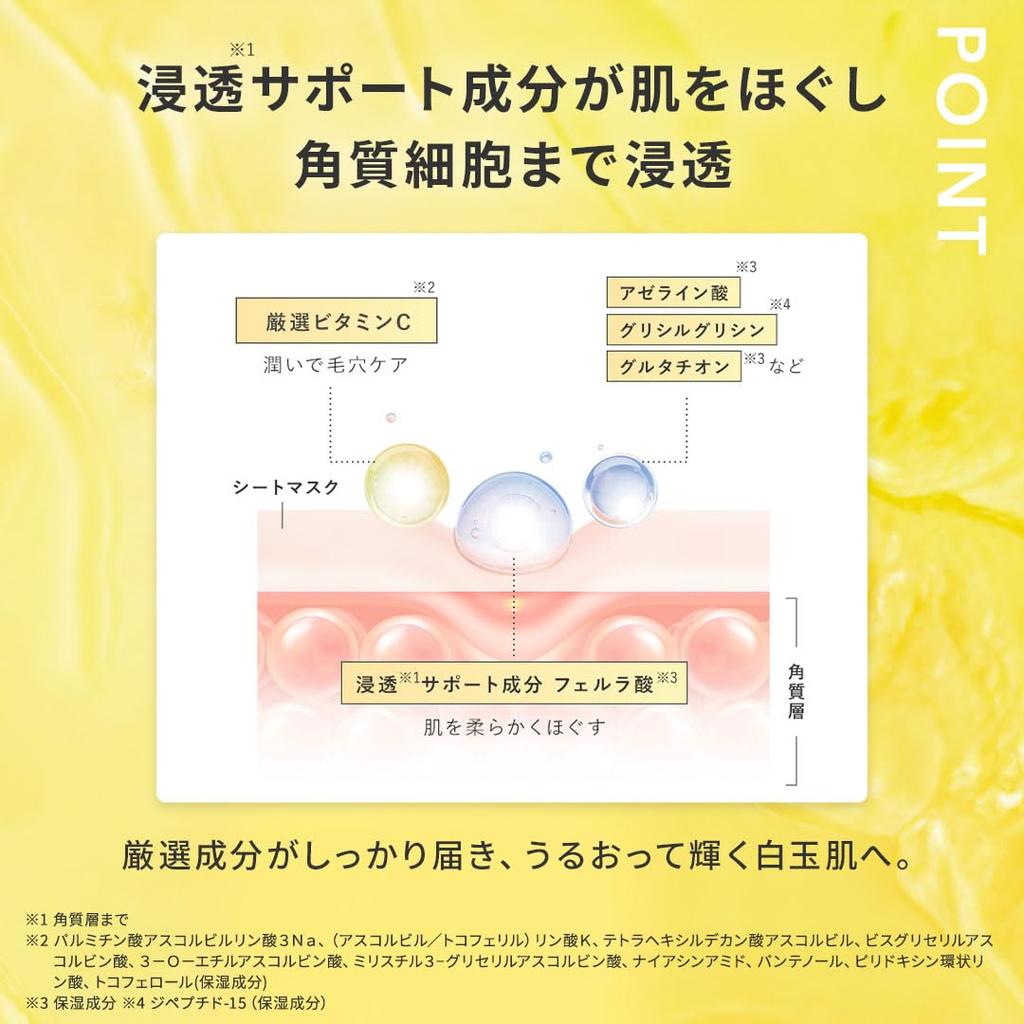 Perfect One Focus VC Charge Smooth Mask 7 Sheets Vitamin C Niacinamide Glutathione Pore Care Dryness Full of Liquid Melting Sheet Mask with a Fresh
