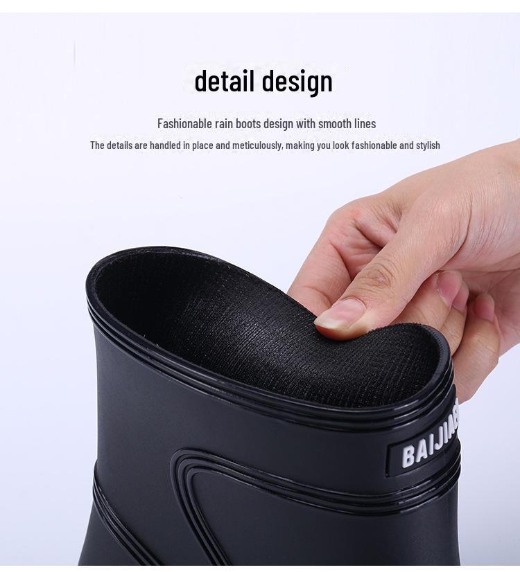 3306 Mid-Tube Fashion Rain Boots for Men and Women - Non-Slip, Waterproof, Thick Rubber Shoes, Ideal for Kitchen Work