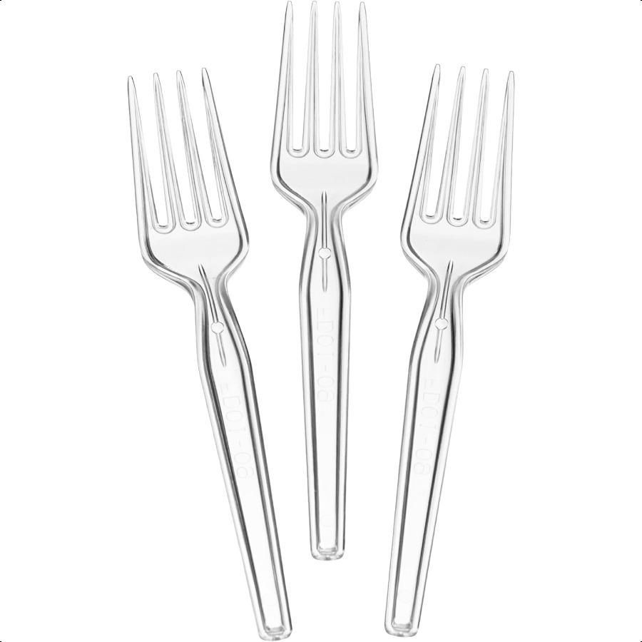 [50 Count] Plastic Clear Forks Heavyweight Disposable Cutlery Great For Home Office School Party Picnics Restaurant Takeout Fas