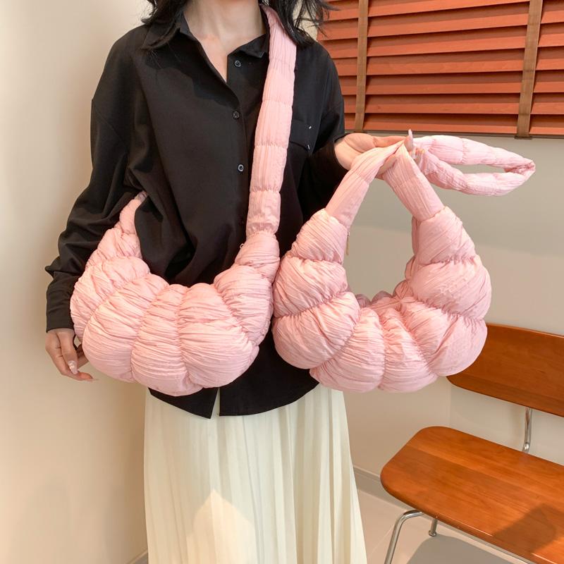 2024 Summer Pleated Cloud Bag Female Candy Color Large Capacity Shoulder Bag Women's Handbags Shopping Girls Pouch Tote Bags