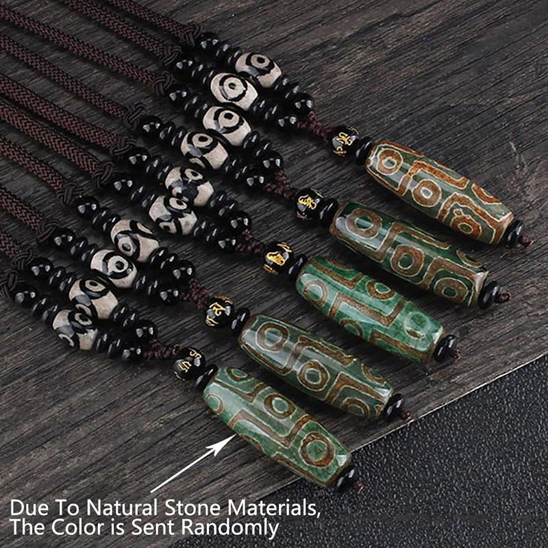 1PC Portable Natural Tibet Bead Good Luck Gift Versatile Nine Eye Tibet Dzi Pendant Choker Nacklace