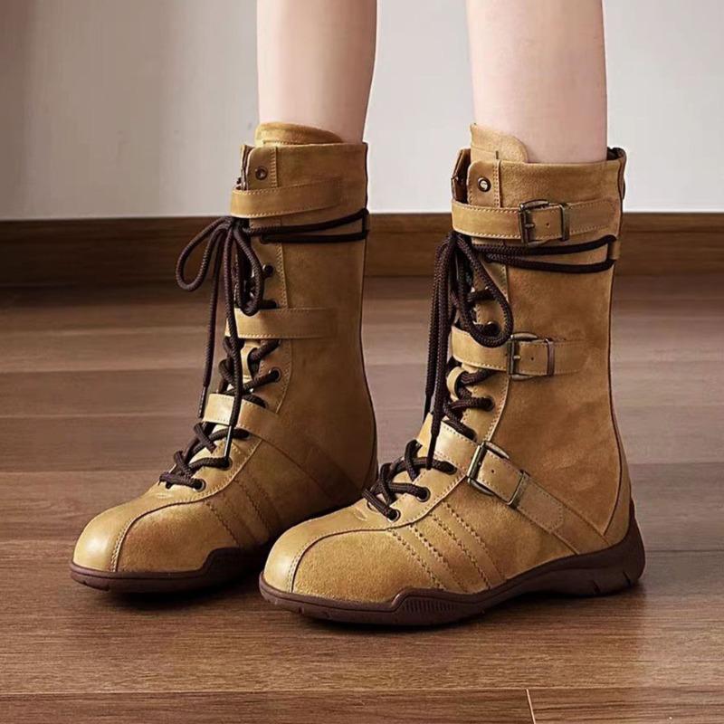 Inner Heightening Martin Boots Women's New Retro Wind Matte Leather Lace-up Rear Zipper, Comfortable In Autumn and Winter, Not Tired Feet