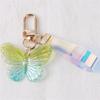 Cute Acrylic Butterfly Keychain Transparant Round Ball Tassel Keyring Women Bag Charm Earphone Case Car Key Pendant DIY Ornament