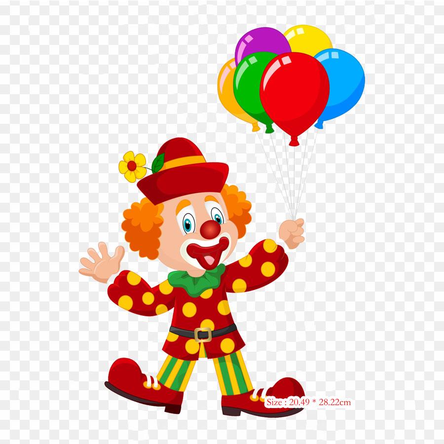 Clown With Clown Balloon Iron On Heat Transfer Printing Vinyl Patches Sticker for Clothes DIY Appliques Washable Patches