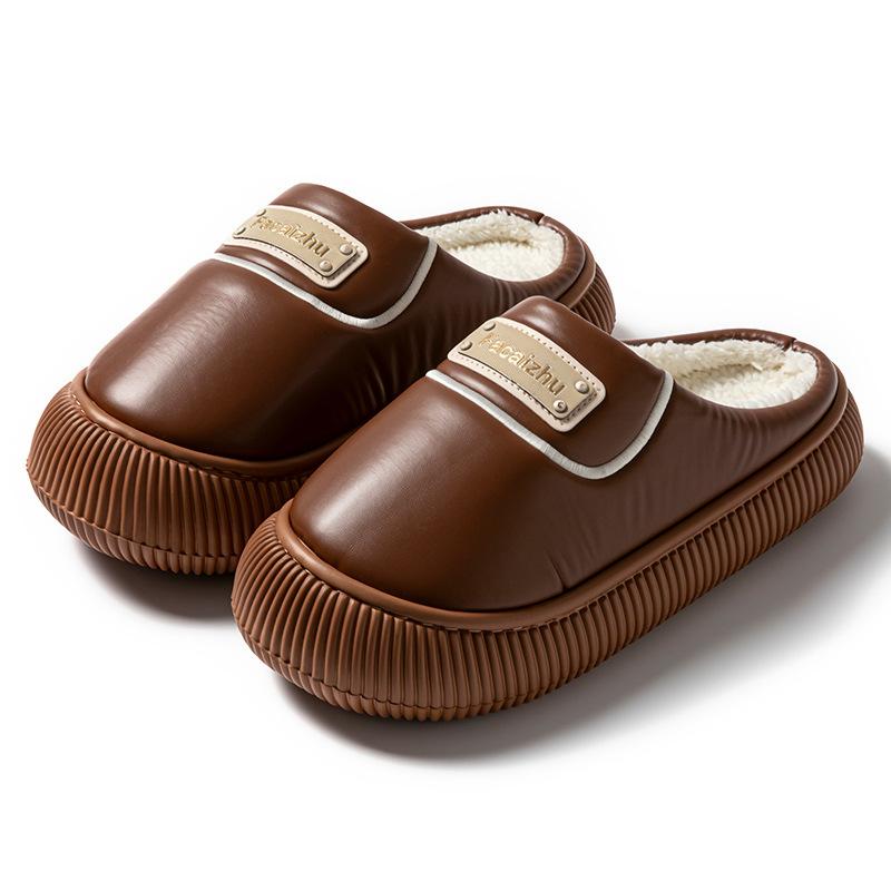 Waterproof Down Cotton Slippers Indoor Home Non-slip Thick Bottom Piled Thickened Outer Wear Warm Airtight Cotton Mop