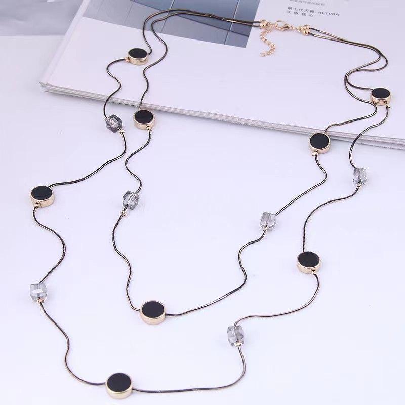 Two-tone Copper Chain Oil Drop Necklace Long Sweater Chain Autumn and Winter Female Hundred with New Clothes Accessories