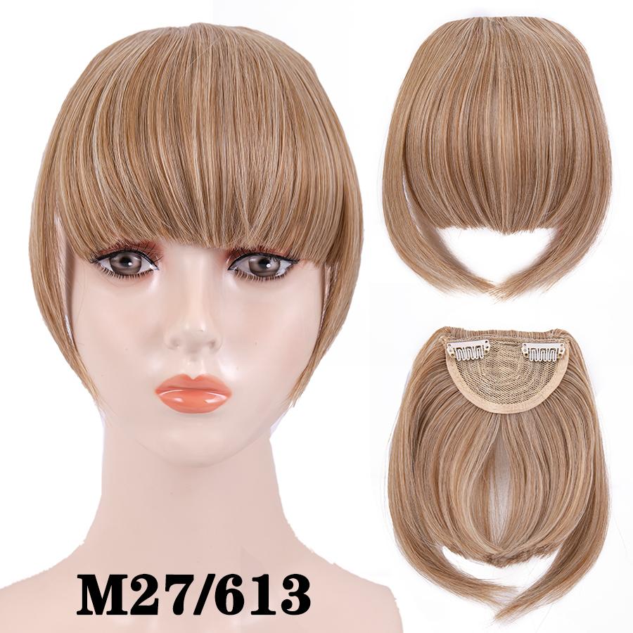 Fringe Bangs Synthetic Hair Extensions Clip In Bangs 6 Inch Short Straight Hairpiece Front Neat Bang Two Side Blonde