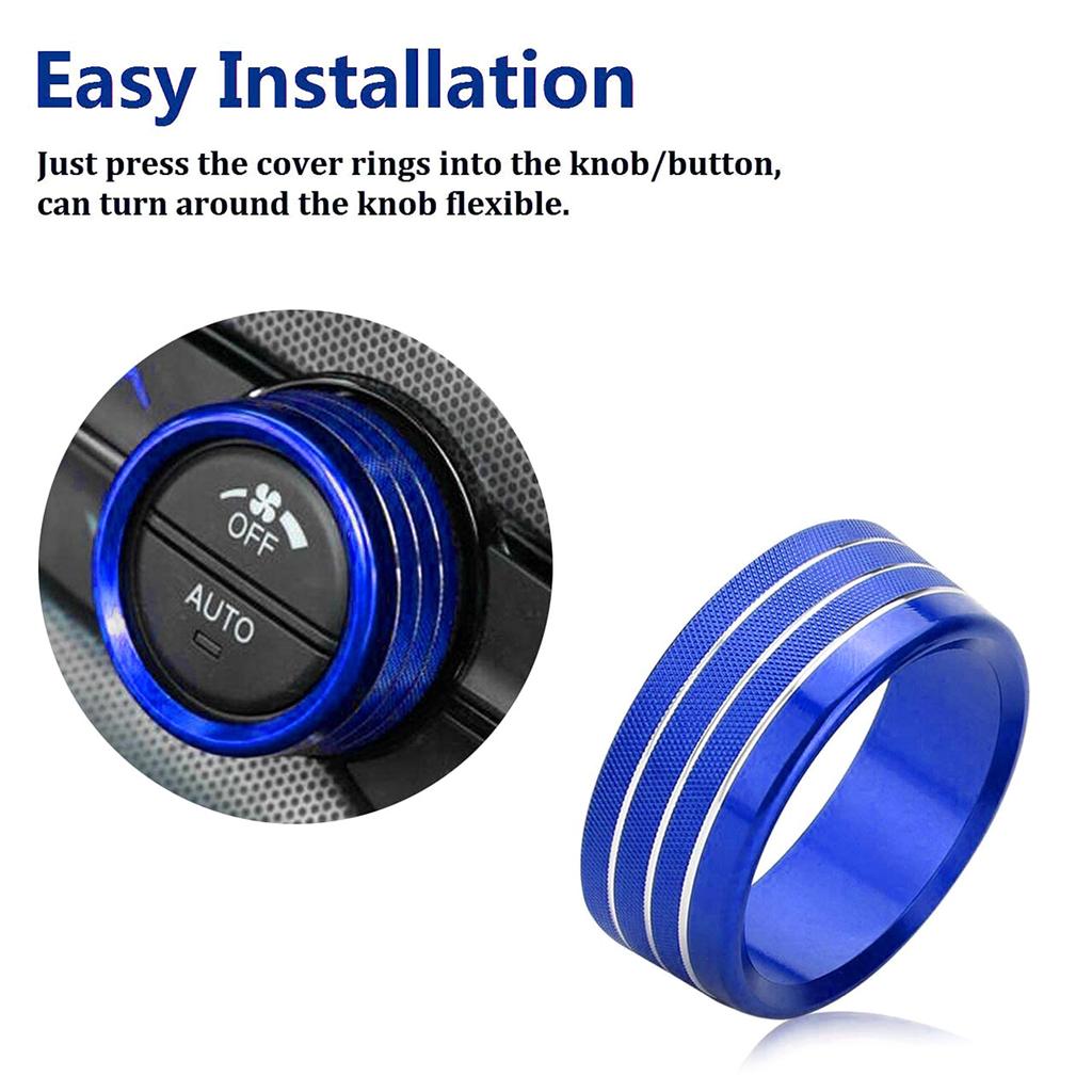 3Pcs Auto Center Console Knob Ring Car Interior Air Conditioning Control Radio Knob Covers Trim for Challenger 2015-2021
