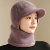 New Winter Balaclava Cap Women Keep Warm Windproof Knitted Hat Neck Protection Beanie Cap Plush Fur Lined Hats For Women