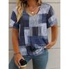 Summer Plaid Women's V-neck T-shirt Outdoor Casual Short Sleeve Tops Plaid Printed Trendy Peplum OverSize Women's Clothing