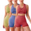 Sports and Fitness Tank Top Shorts Two-Piece Set of Tummy-Tucking Breathable Elastic Hip-Lifting Peach Trousers Quick-Drying Yog