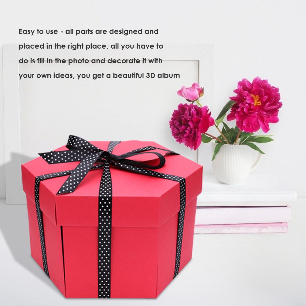 Hex Explosion Box DIY Photo Album Scrapbook Bomb Box Birthday Gift Xmas Surprise