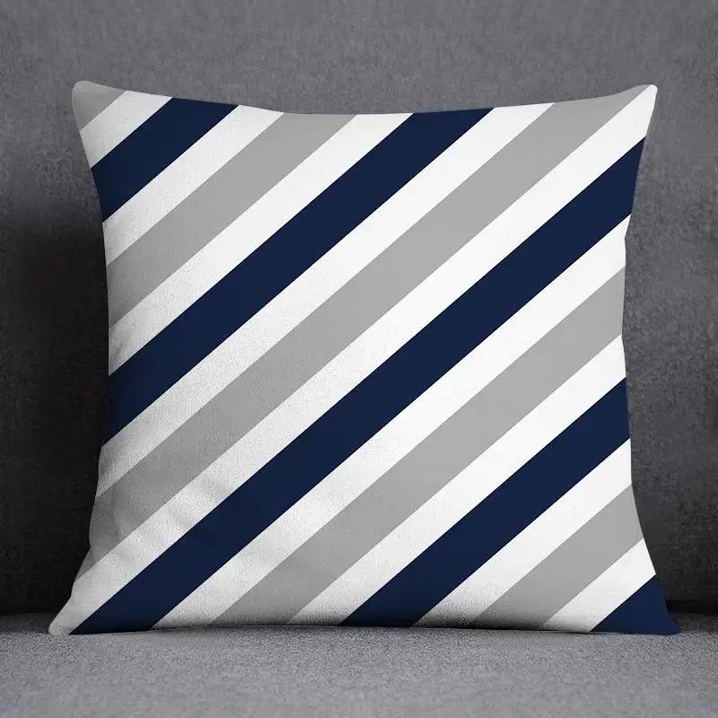 Blue Striped Plaid Pillowcase Office Living Room Home Pillowcase Car Ornaments