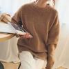 Fashion Solid Long Sleeve Women's Sweaters Autumn and Winter Retro Pullovers Knitted Sweater Ladies Elegant Round Neck Soft Warm Jumpers Tops 25563