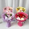 Crochet Flower Bouquet Handwoven Flowers Decorative Ornaments Supplies for Bedroom Bathroom Room Decoration Present
