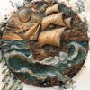 Wooden Sign for Home Decor, Round Wall Hanger, Featuring a Ship Navigating the Ocean, Wall Art, Intricately Designed