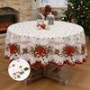 Christmas Round Tablecloth Winter Holly Snowman Tablecloth Decorative Table Cover Cloth for Indoor Outdoor Holiday Party Dining Table Decor