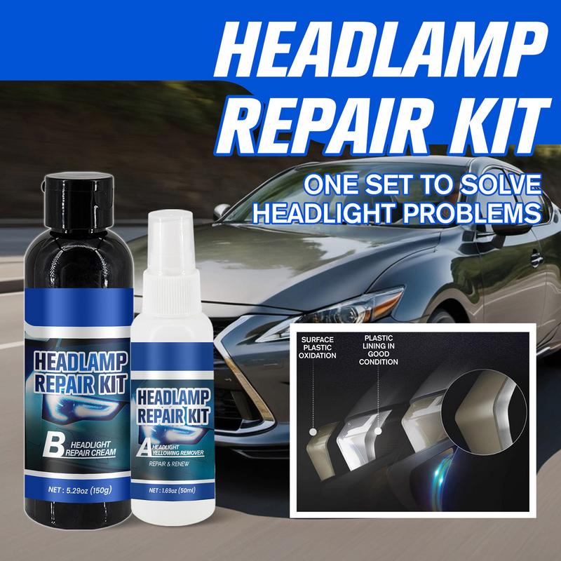 Headlight Restoration Kit Headlight Repair Agent With Sponge Car Headlight Cleaner Lens Polisher Yellowing Remover Refurbishment