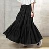 Women Cotton A-line Skirts Summer Loose Casual Elastic Waist Long Skirts