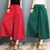 Ladies Summer Thin Large Size Women's Pants Loose Linen Eight Points Wide Leg Casual Pants