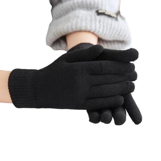 Winter Knitted Gloves Female Thickened Warm Gloves Breathable Cycling Gloves with Windproof Elastic Cuffs for Running Errands Driving