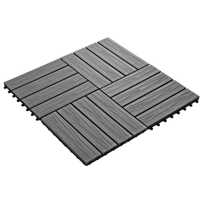 VidaXL 11x Carreau de Terrasse Relief WPC 30x30 cm 1 m² Gris Dalle de Jardin 45035