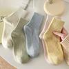 Women's Minimalist Mid-Calf Socks Sweat-wicking And Breathable Japanese- All- Mid-calf Socks Macaron-coloured Women's Mid-calf Socks With Vertic
