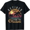 Retired 2025 Living The Dream Retirement Gifts Vintage Beach T-Shirt
