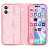 For iPhone 16 Case Sparkly Glitter TPU Frame PC Back Hybrid Phone Cover