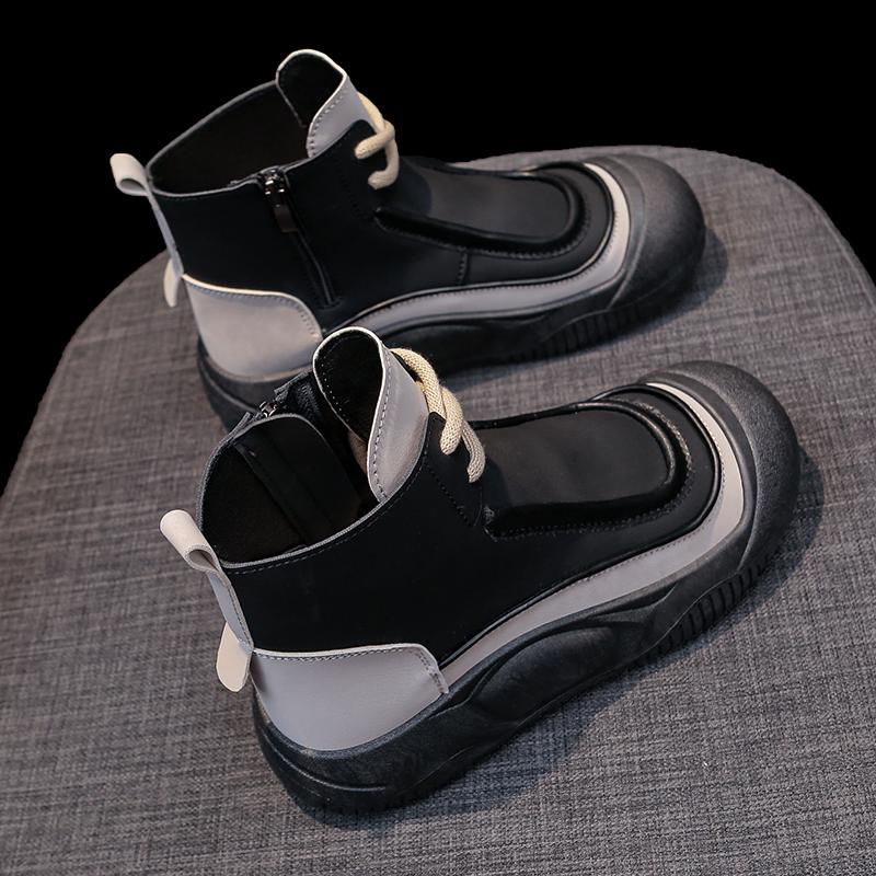 TUINANLE Women High Tops Shoes Spring Zipper Casual Anti Slip Flat Sneakers Girl's Ankle Boots