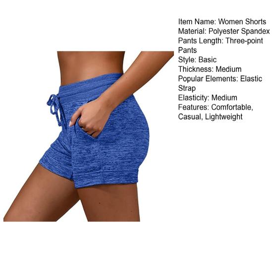 Women's Beach Sports Shorts Elastic Slim Drawstring Shorts Pants with Pockets Summer Casual Yoga Pants