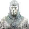 Warrior Replicas Medieval Halloween Aluminium Butted Chainmail Hood, Coif, Cap Armor Silver Finish