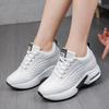 2025 Spring New Mesh Breathable Invisible Inner Height Increase Women's Shoes Casual Platform Sports Shoes Women's Single Shoes White