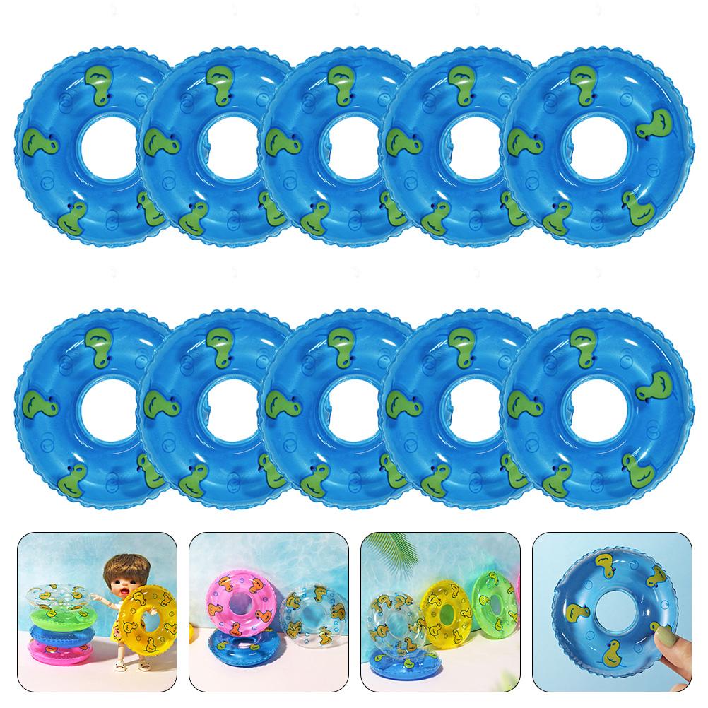 10pcs Mini Swimming Ring Floaties Duck Life Buoy Accessories Decorative Ornaments Photography Props DollFloaties Mini