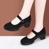 High Heels Thick Soled Women's Cloth Shoes Women Black Platform Pumps Anti Slip Dance Work Shoes Breathable Comfort Mother Shoes