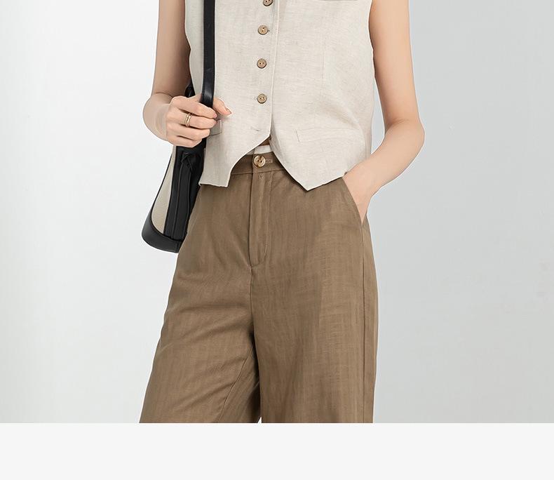 Xin Ge Retro Slimming V-Neck Tencel Linen Vest - Summer 2025 Collection