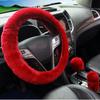 Artificial Plush Fur Car Steering Wheel Cover Warm Winter Car Handbrake Shift Cover Three-piece Set Interior Accessories