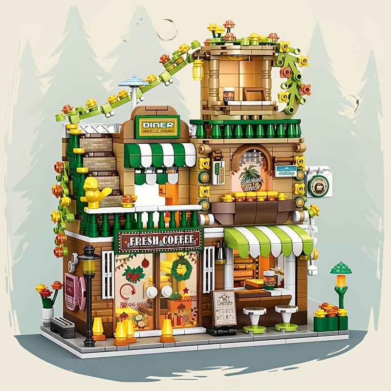 Urban Series Building Blocks Street View Cafe House Model Miniature Architecture Desktop Decor Gift for Boys Girls Kids Toys